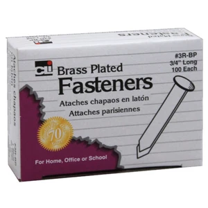 Fasteners, Round Head, Brass Plated, 3/4 Inch Shank, 8 mm Head, 100/Pack - Picture 1 of 1