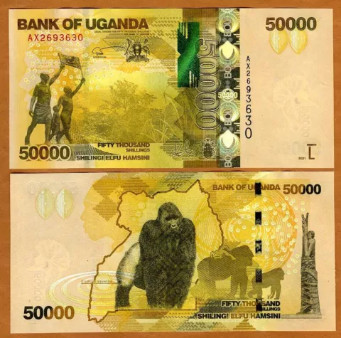 Uganda, 50000 (50,000) Shillings, 2021, P-54-New UNC   Gorilla Cover