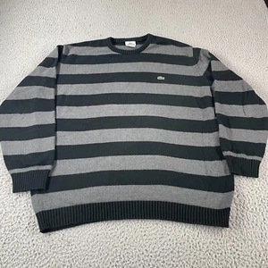 Suéter Lacoste Cuello Redondo Para Hombre XL Talla 7 Gris Negro Rayas Pullover Manga Larga - Imagen 1 de 11