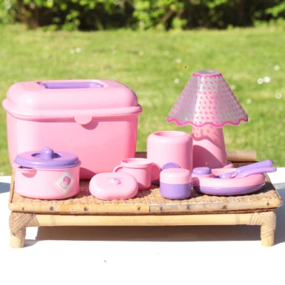 Vanity rose et mauve avec accessoires Berchet France vintage - Photo 1/2