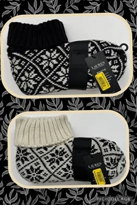 Polo Ralph Lauren Damen Bootie Slipper Sherpa gefüttert 1 Paar Schneeflocke Neu mit Etikett - Bild 1 von 5