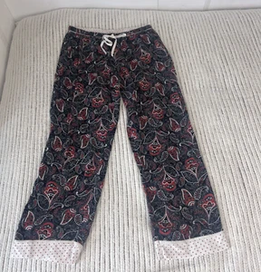 Liz Claiborne Size L Cotton Flannel Lounge PJ Pant Paisley Drawstring Accent Hem - Picture 1 of 13