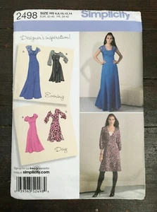 Simplicity 2498 Dress Bodice Variations Knee-length Midi Maxi Size 6-14 Uncut - Picture 1 of 4