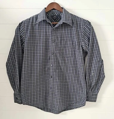 Camisa Para Hombre Talla Mediana Manga Larga Botón 15-15 1/2 Dockers Azul Blanco Cuadros  Foto 1 de 4