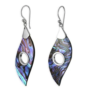 6cm Perlmutt Muschel Ohrringe Abalone Hänger ECHT 925er Silber Schmuck SER401 - Bild 1 von 3