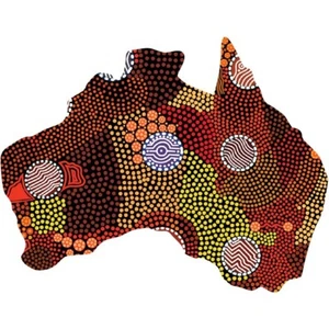 ABORIGINAL FRIDGE MAGNET - MAP OF AUSTRALIA - UPPER BULLAWA - MADE IN AUSTRALIA - Picture 1 of 2