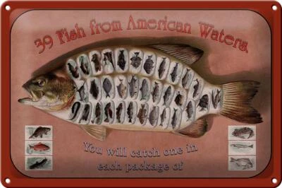 Blechschild Fisch 30x20 cm 39 Fish from american Waters Deko Schild tin sign - Bild 1 von 4