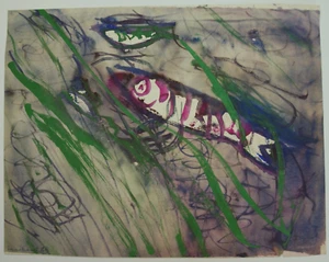 Isobel Atterbury Heath. Abstrakte Gouache auf Papier 'Makrele'. - Bild 1 von 4