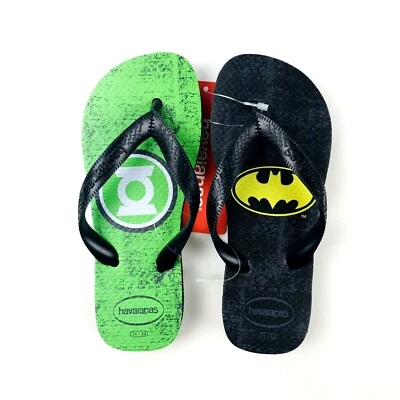Havaianas Kids Black Green DC Comics Batman Green Lantern Flip Flop Sandal Sz 2Y - Image 1 of 4