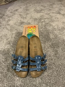 Birkenstock Birki's Xenia Blau Drei Riemen Sandalen Gr. 39 / US 8 Neu ohne Karton - Bild 1 von 6