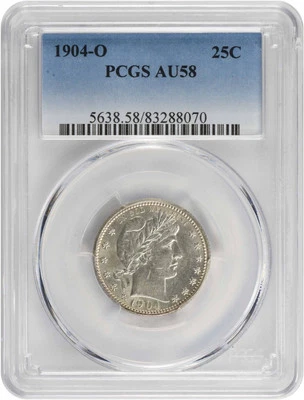 1904-O Barber Silver Quarter AU58 PCGS - Image 1 of 4