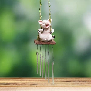 Sculptural Wind Chime Pig Statue Ornament Elegant Unique Garden Wind Chime - Picture 1 of 7