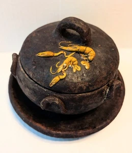 Rare Vintage Roberta Schilling Collection Brazilian Black Clay Pot Crawfish Lid - Picture 1 of 9