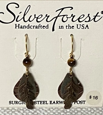Nuevos pendientes colgantes de acero quirúrgico con lágrima de plata bosque cobre plata Foto 1 de 4
