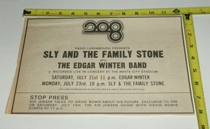 SLY FAMILY STONE EDGAR WINTER Vintage Concert AD Advert 1973 White City Rock #2 - Picture 1 of 1
