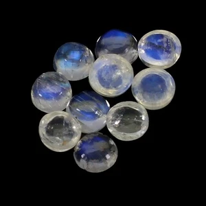Round Cab Natural Fire Blue Luster Moonstone 10pcs 5.80ct 5mm Lot Gemstone - Picture 1 of 14