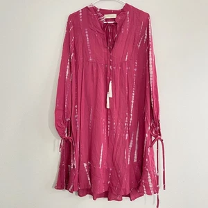 Natalie Martin abito donna S rosa cravatta tinta nappe midi cambio resort boho slip - Foto 1 di 8