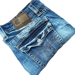 Rock Revival Evan Alt Straight Leg Jeans Men Size 42x34 Flap Pocket Stitching - Picture 1 of 11