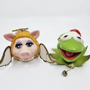 Vintage Muppet Miss Piggy, Kermit decorazioni natalizie Jim Henson set di 2 - Foto 1 di 7