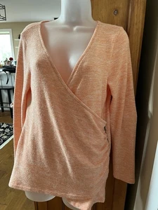 Soft Surroundings Orange Long Sleeve V-neck Wrap Style Shirt Side Zipper Size XS - Bild 1 von 6
