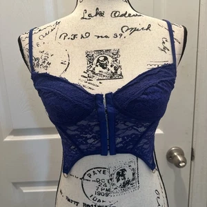 Princess Polly Shayna Corset Blue Top Size US4 NWT - Picture 1 of 13