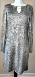 Sexy Vestido Vince Camuto Plateado Manga Larga Fiesta Cóctel Talla 6 ENVÍO GRATUITO - Imagen 1 de 6