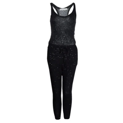 Stella McCartney Sequin Embellished Knit Racer Back Jumpsuit Size 44 Black - Image 1 of 4