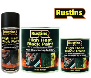Rustins High Heat Resistant Paint Matt Black BBQ Stoves Fireplaces 600ºC Temp - Picture 1 of 6
