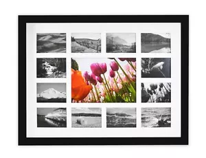 12x16 Bilder Holzrahmen mit weißem Passepartout Displays ein 5x7 / zwölf 2,5x3,5 Foto - Bild 1 von 3