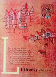 Advertisement Illustration LONDON - LIBERTY OF REGENT STREET c1951 - Picture 1 of 2