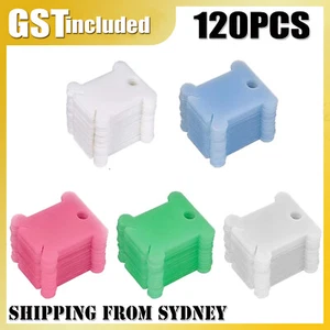 120pcs Cross Stitch Thread Winder Plastic Bobbins Embroidery Floss Craft Storage - Picture 1 of 12