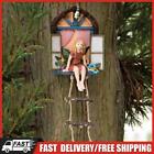 Window Sitting Fairy With Ladder Resin Craft Statue Outdoor Miniature Ornament D