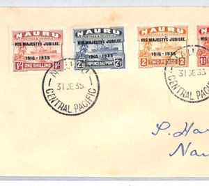 NAURU KGV Cover SILVER JUBILEE 1935 Local {samwells-covers}YR20 - Picture 1 of 11