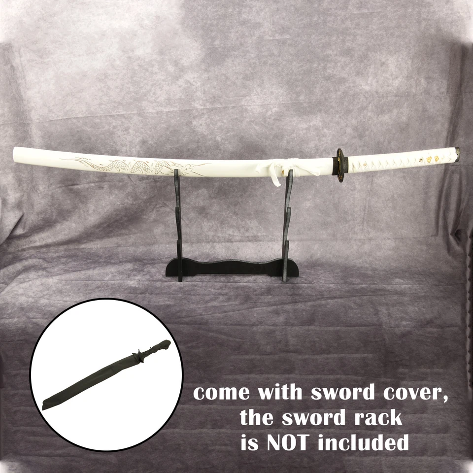 39英寸白色全唐手工锻造龙收藏品日本武士武士武士武士剑 — 第 1/4 张图片