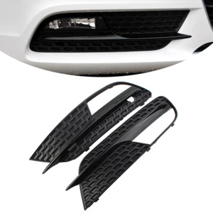 Fit Audi A5 2012-2016 Black ASA Plastic Front Bumper Fog Light Grille Cover 2PCS - Picture 1 of 9