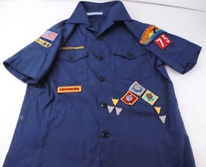 Official BSA Youth Size 14-16 Shirt with sewn patches - Picture 1 of 5