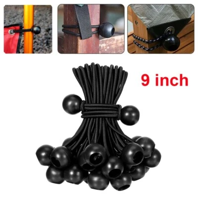 9" pulgadas Bola Negra Bungie Cordón Toldo Lona Atar Correas Resistente EE. UU. Foto 1 de 4