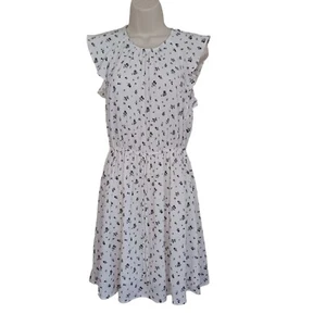Vestido para mujer H&M manga volantes talla 2 floral color negro-blanco cintura cordón - Imagen 1 de 14