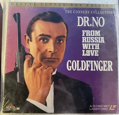 The Connery Collection 3 Laserdiscs: Dr No, From Russia w Love, Goldfinger Boxse - Image 1 of 4