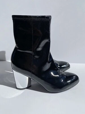 BOTAS DE COURO PRETO CERIMÔNIA DE ABERTURA COM SALTOS PRATA 39 - Imagem 1 de 4