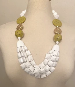 ANGELA CAPUTI White & Lime Green Resin Multi Strand Necklace - Picture 1 of 7