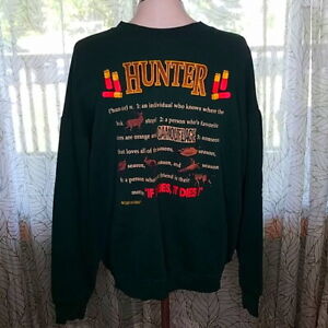 Deer Hunter Sweatshirt Men 2XL XXL Green shotgun shells Turkey Duck Hunter Bin11