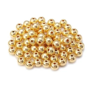 6mm 100pcs Gold Acrylic Spacer Beads Jewellery Bracelet Making Loose Beads - Picture 1 of 3