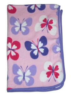 Carters Pink Purple White Butterfly Baby Blanket Security Lovey - Picture 1 of 2
