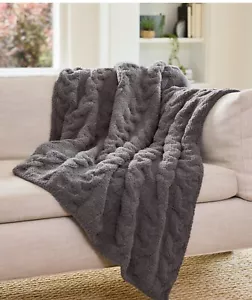 TOMMY BAHAMA HOME Gray Chenille Cable Knit Throw, 70" x 50" BRAND NEW - Picture 1 of 4