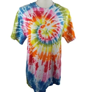 Vintage 90s Tie Dye T-Shirt Medium Multi-Colored -Short Sleeve -Hippie -Hanes - Picture 1 of 12
