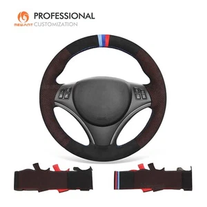 MEWANT Black Alcantara Steering Wheel Wrap for BMW E81 3 Series E90 E91 E92 E93 - Picture 1 of 9