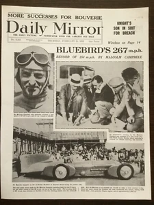 POSTER, DAILY MIRROR 25. FEBRUAR 1932 "BLUEBIRD RECORD 267mph von MALCOLM CAMPBELL" - Bild 1 von 23