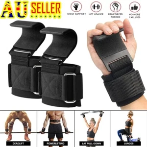 Heavy-Duty Weight Lifting Hooks For Grip Deadlift Straps Gym Power Wrist Support - Picture 1 of 14