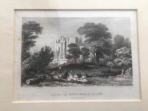 Kenilworth Castle Warwickshire - Antique Engraving 1850 - Mounted - Picture 1 of 7